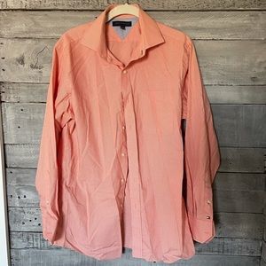 Tommy Hilfiger Orange-Checked Collared Shirt, 15 1/2 32-33
